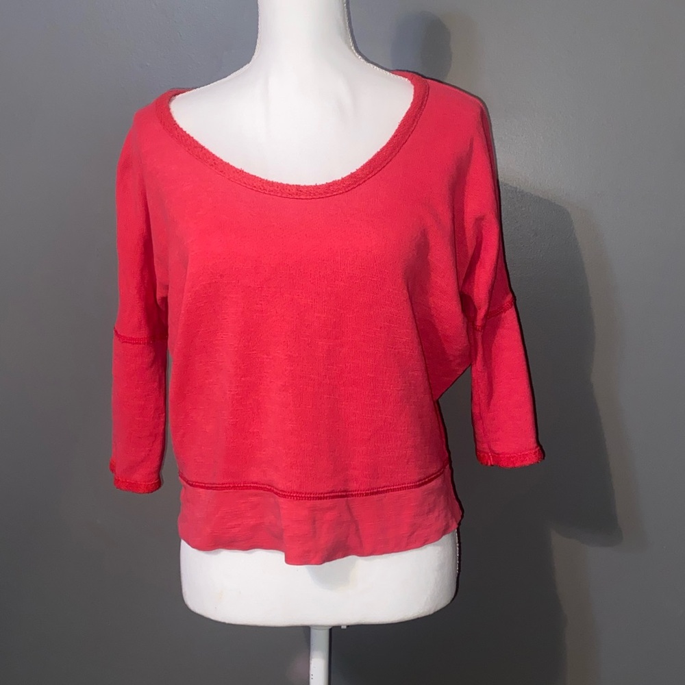 Aerie Hot Coral 3/4 Sleeve Sweatshirt